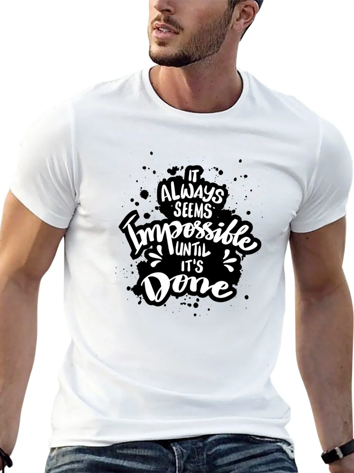 Inspirational Graphic Tee - Impossible Until Done Black product image 12