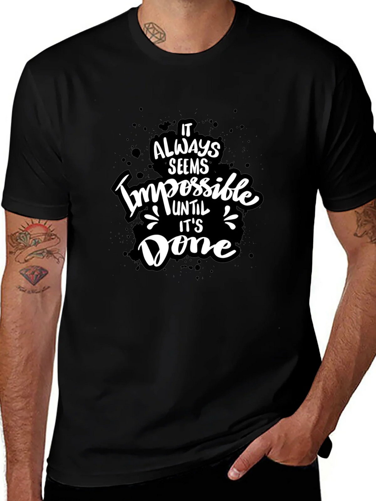 Inspirational Graphic Tee - Impossible Until Done Black product image 1