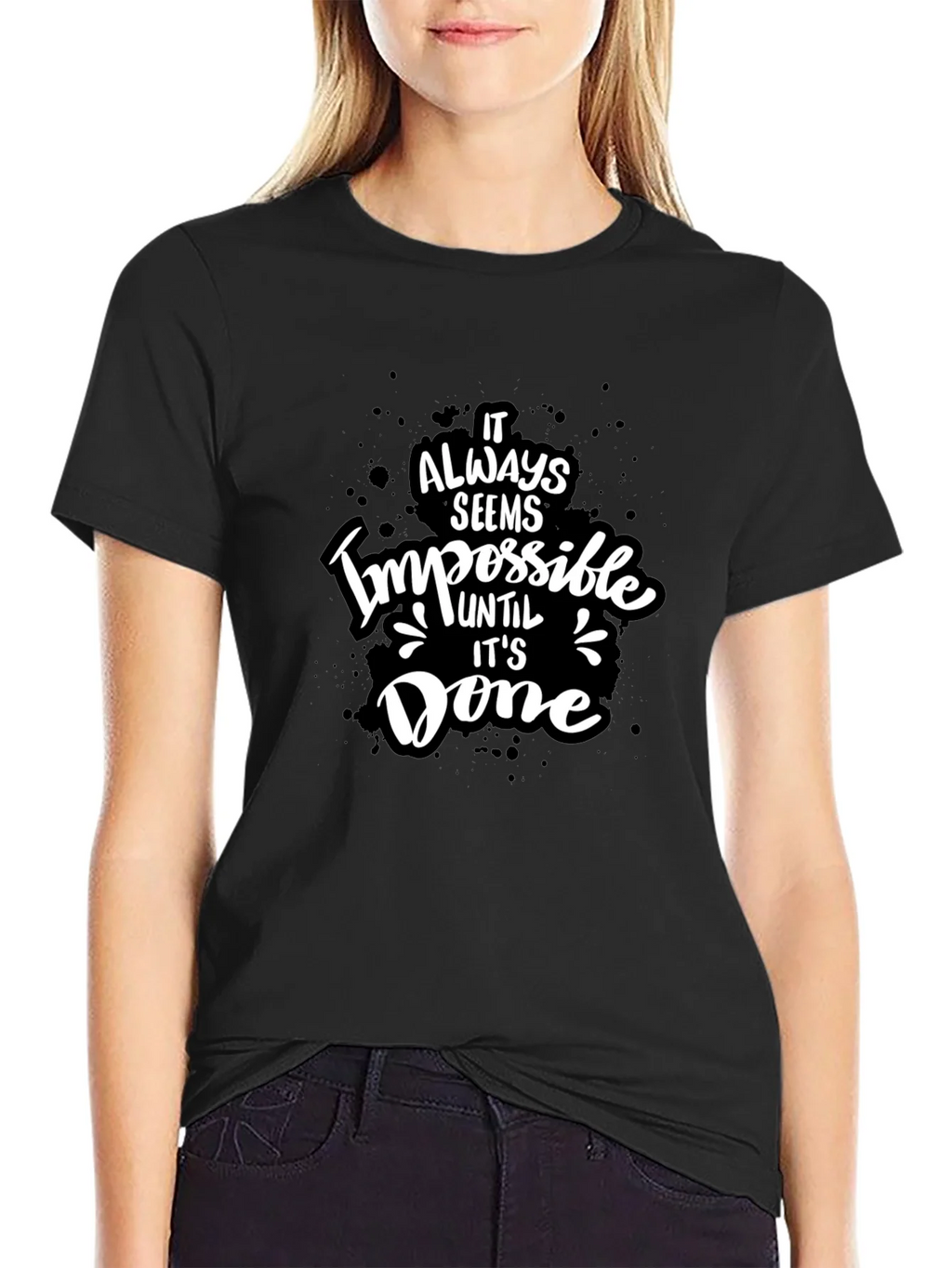 Inspirational Graphic Tee - Impossible Until Done Black product image 2