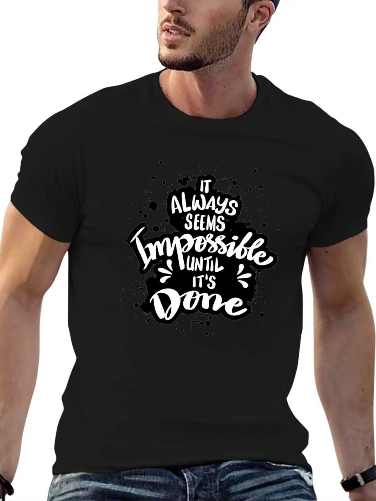 Inspirational Graphic Tee - Impossible Until Done Black product image 6
