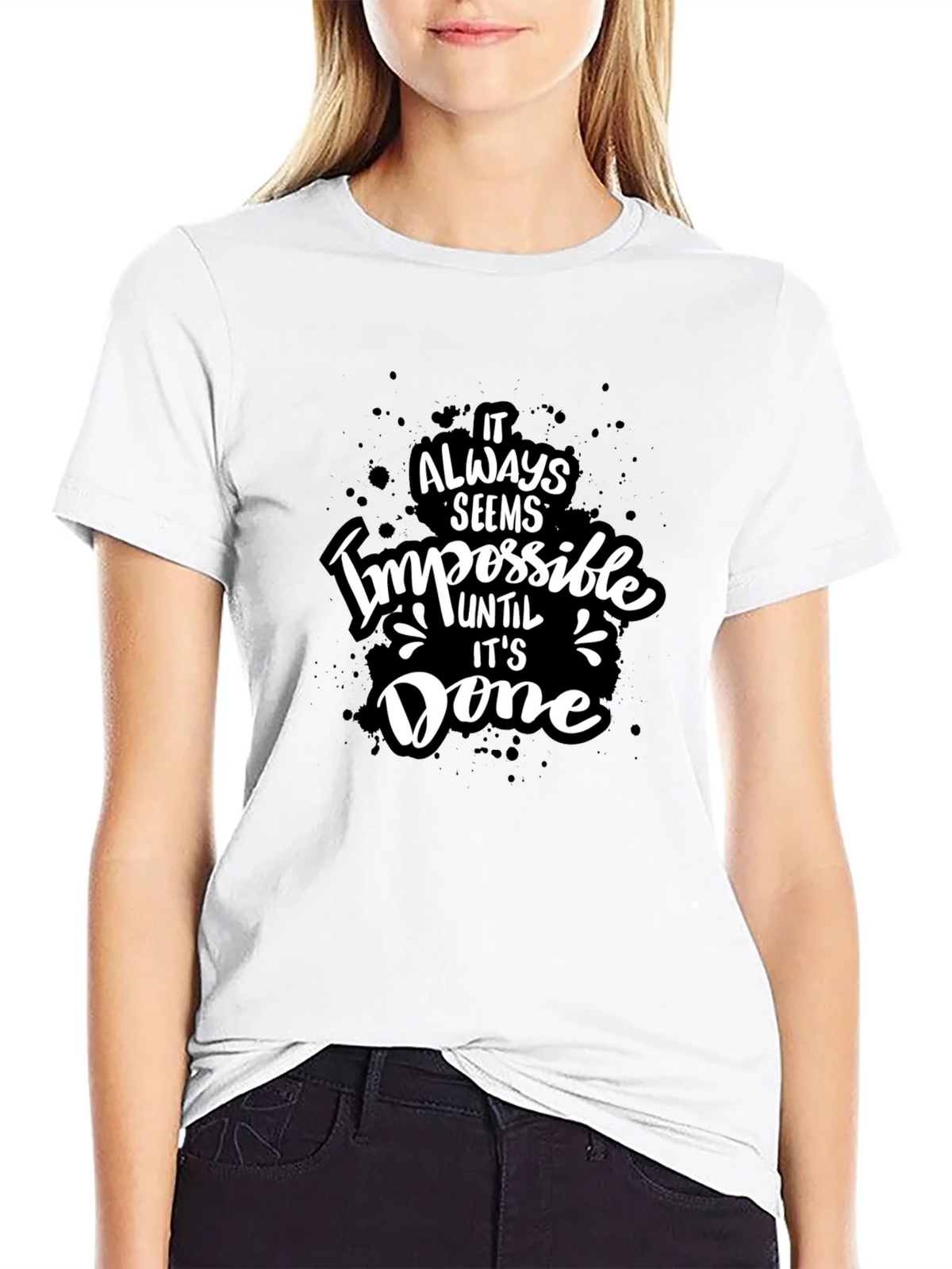 Inspirational Graphic Tee - Impossible Until Done Black product image 8