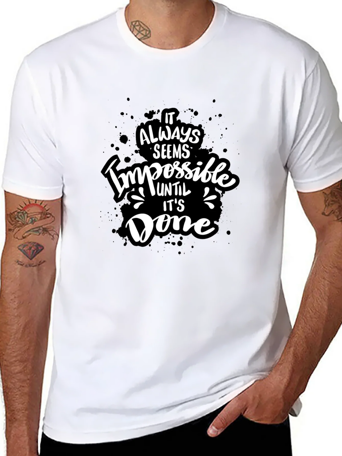 Inspirational Graphic Tee - Impossible Until Done Black product image 7