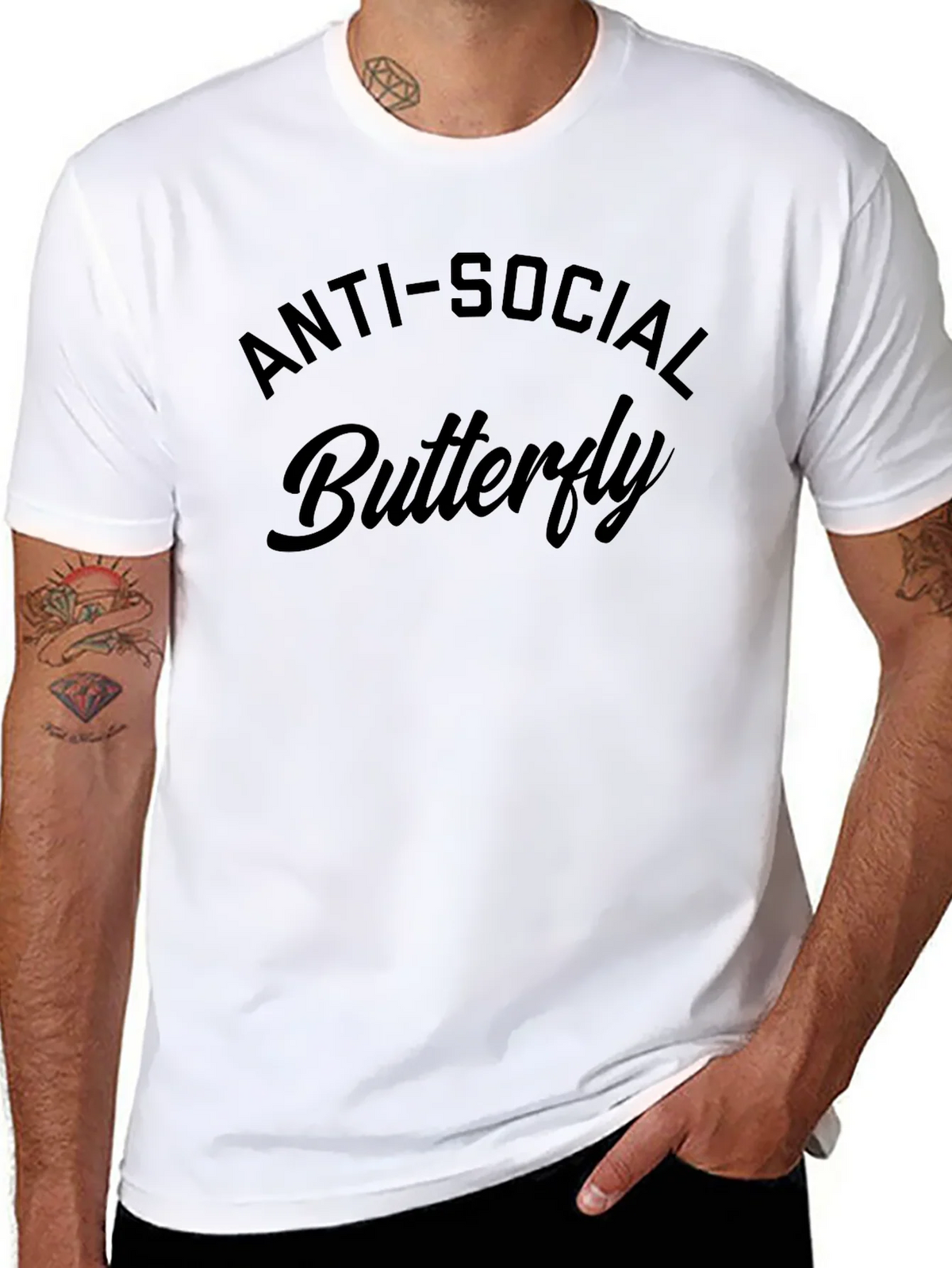 Anti-Social Butterfly Black Graphic T-Shirt product image 7