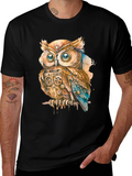 Steampunk Owl Graphic Print T-Shirt product image 1