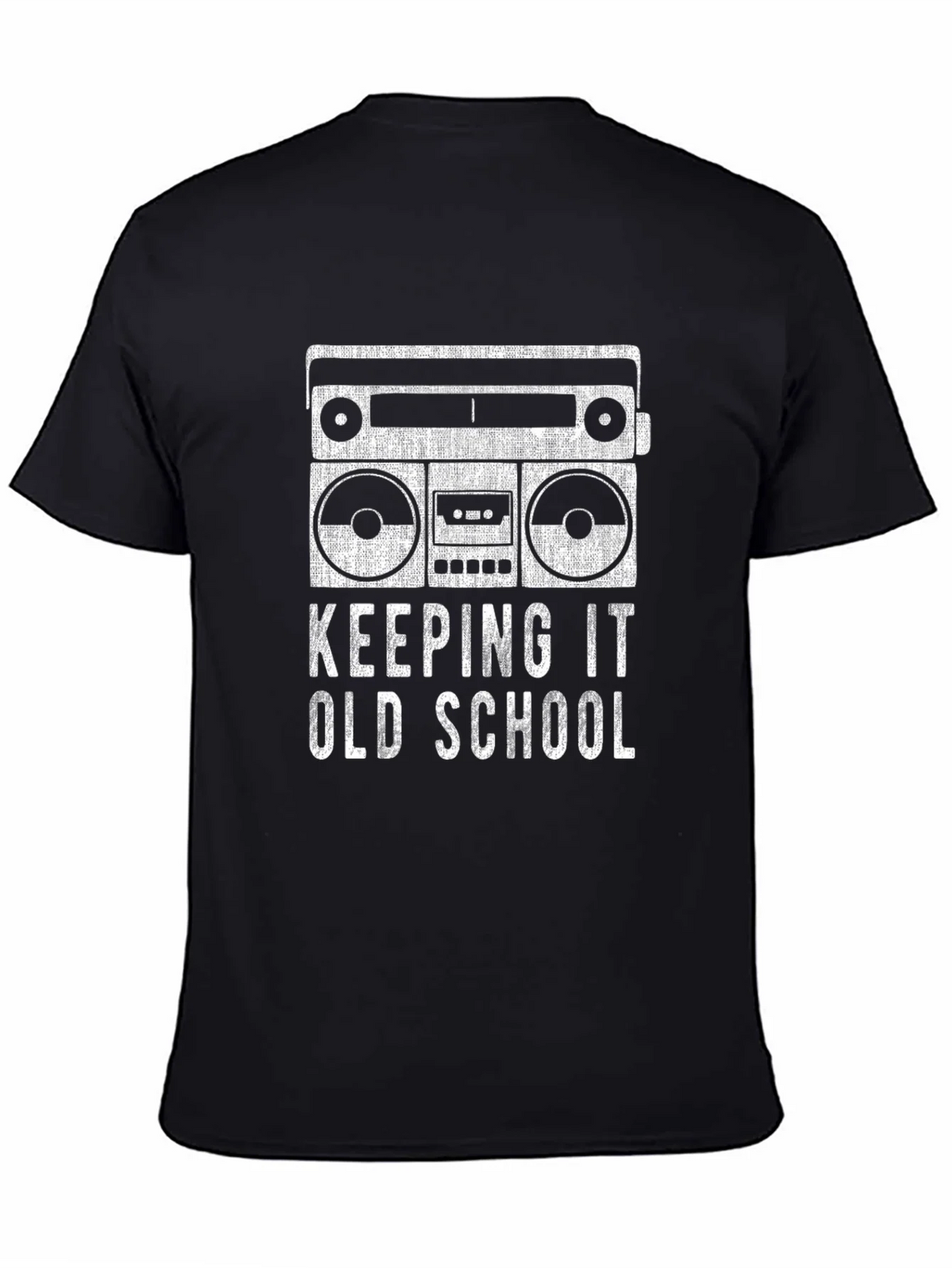Retro Boombox Keeping It Old School Black T-Shirt product image 4
