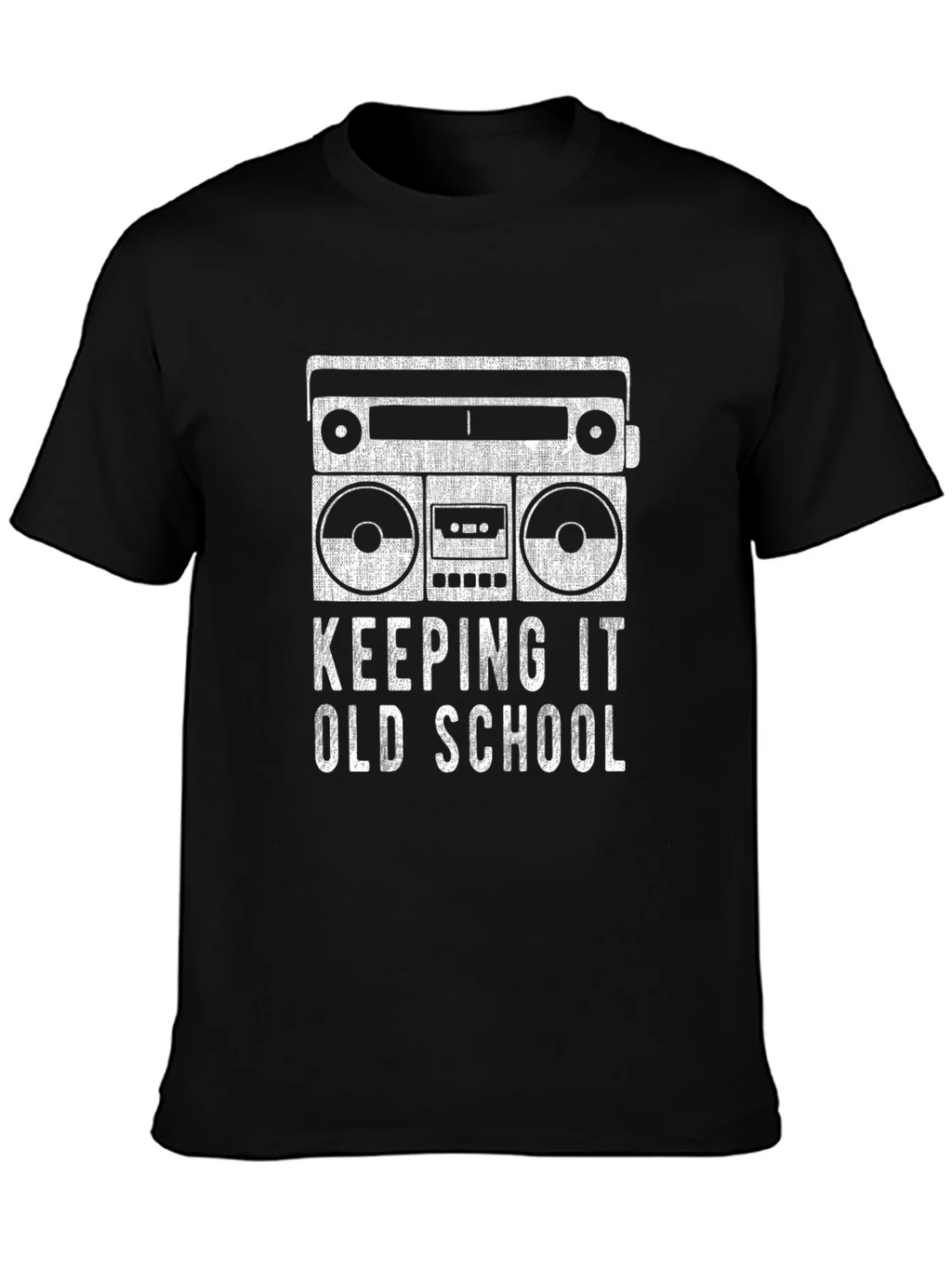 Retro Boombox Keeping It Old School Black T-Shirt product image 3