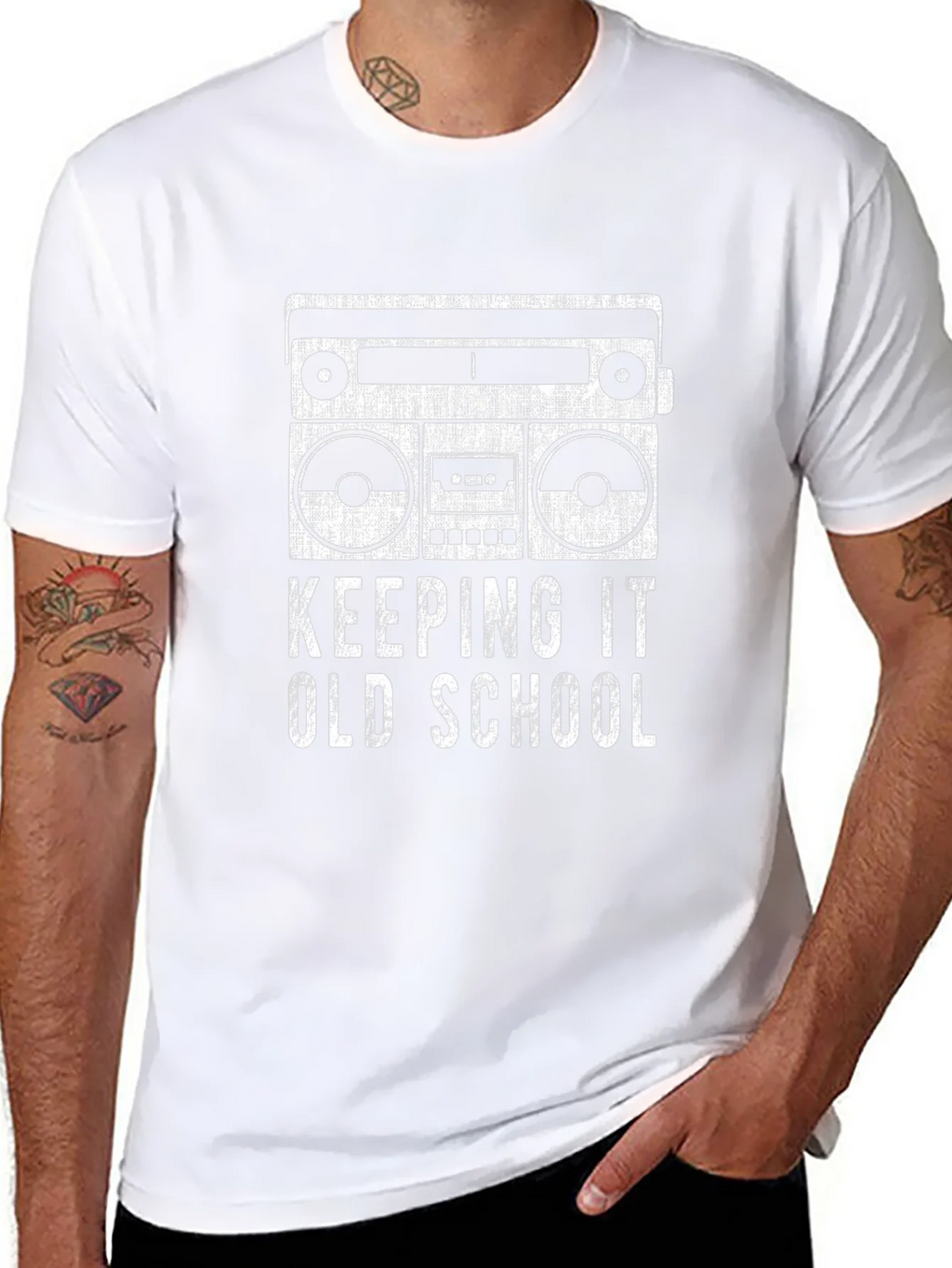 Retro Boombox Keeping It Old School Black T-Shirt product image 7