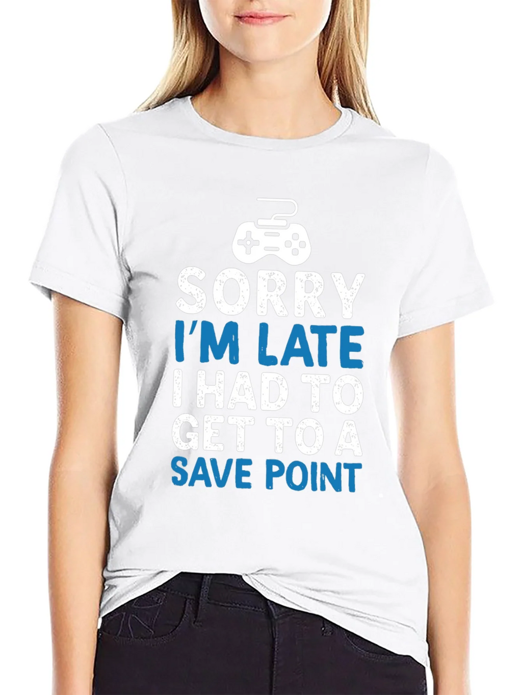 Gamer T-Shirt - Sorry Im Late Save Point - Black product image 8