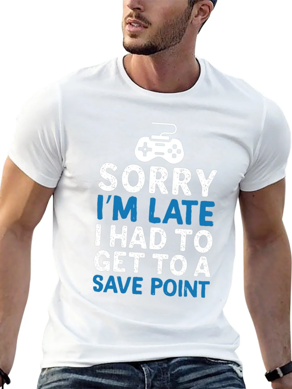 Gamer T-Shirt - Sorry Im Late Save Point - Black product image 12