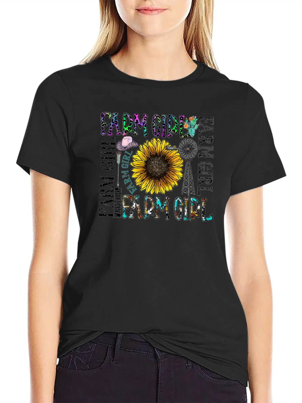 Farm Girl Graphic T-Shirt - Sunflower Country Tee product image 1