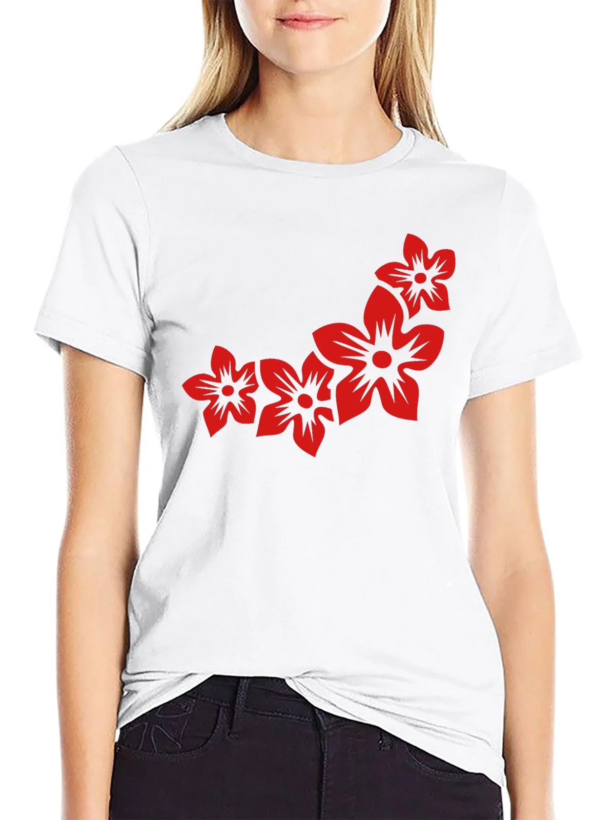 Floral Print Black Casual Tee product image 7