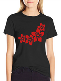 Floral Print Black Casual Tee product image 1