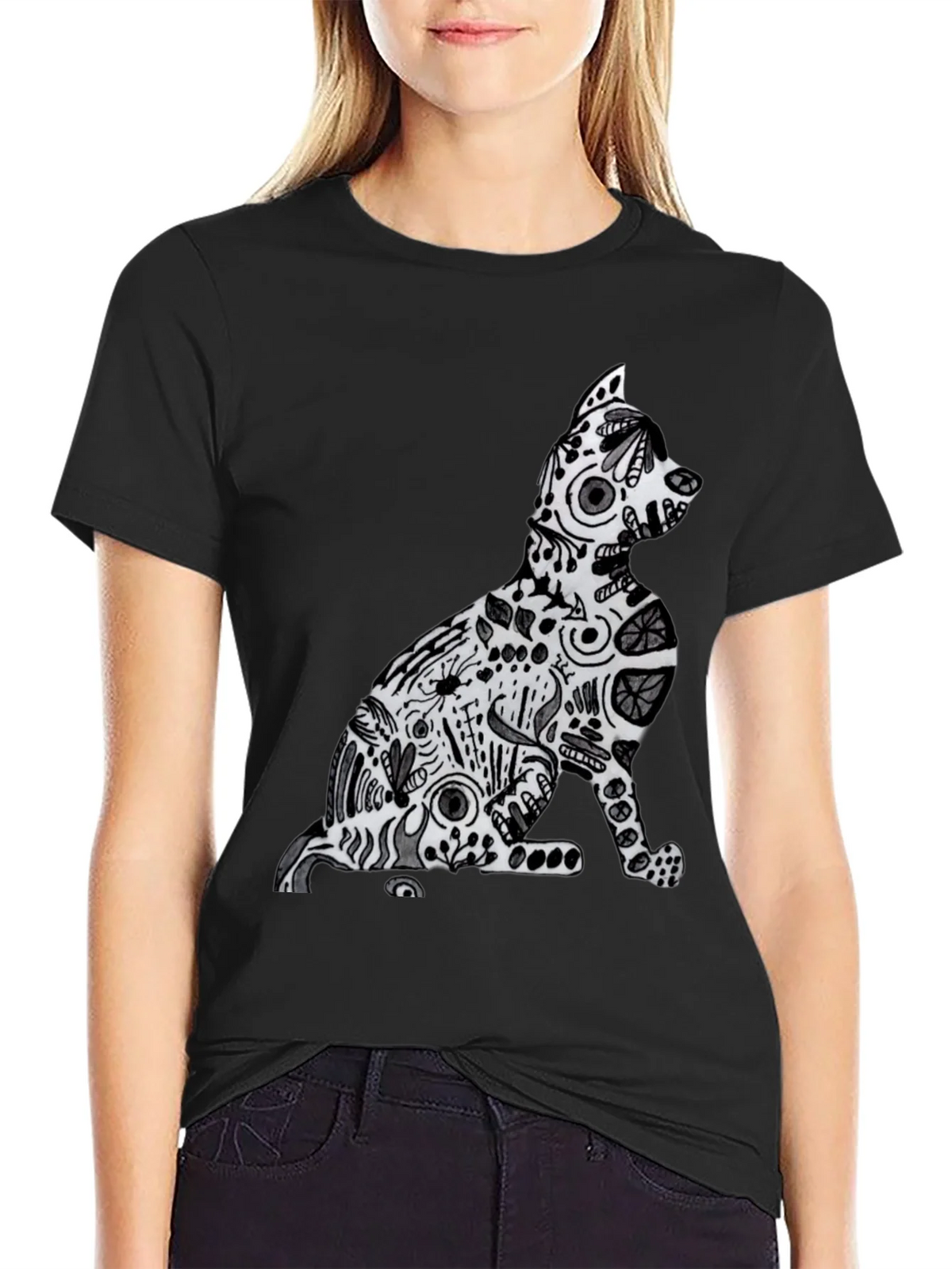 Abstract Cat Graphic Tee - Stylish Comfort product image 2