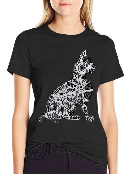Abstract Cat Graphic Tee - Stylish Comfort product image 2