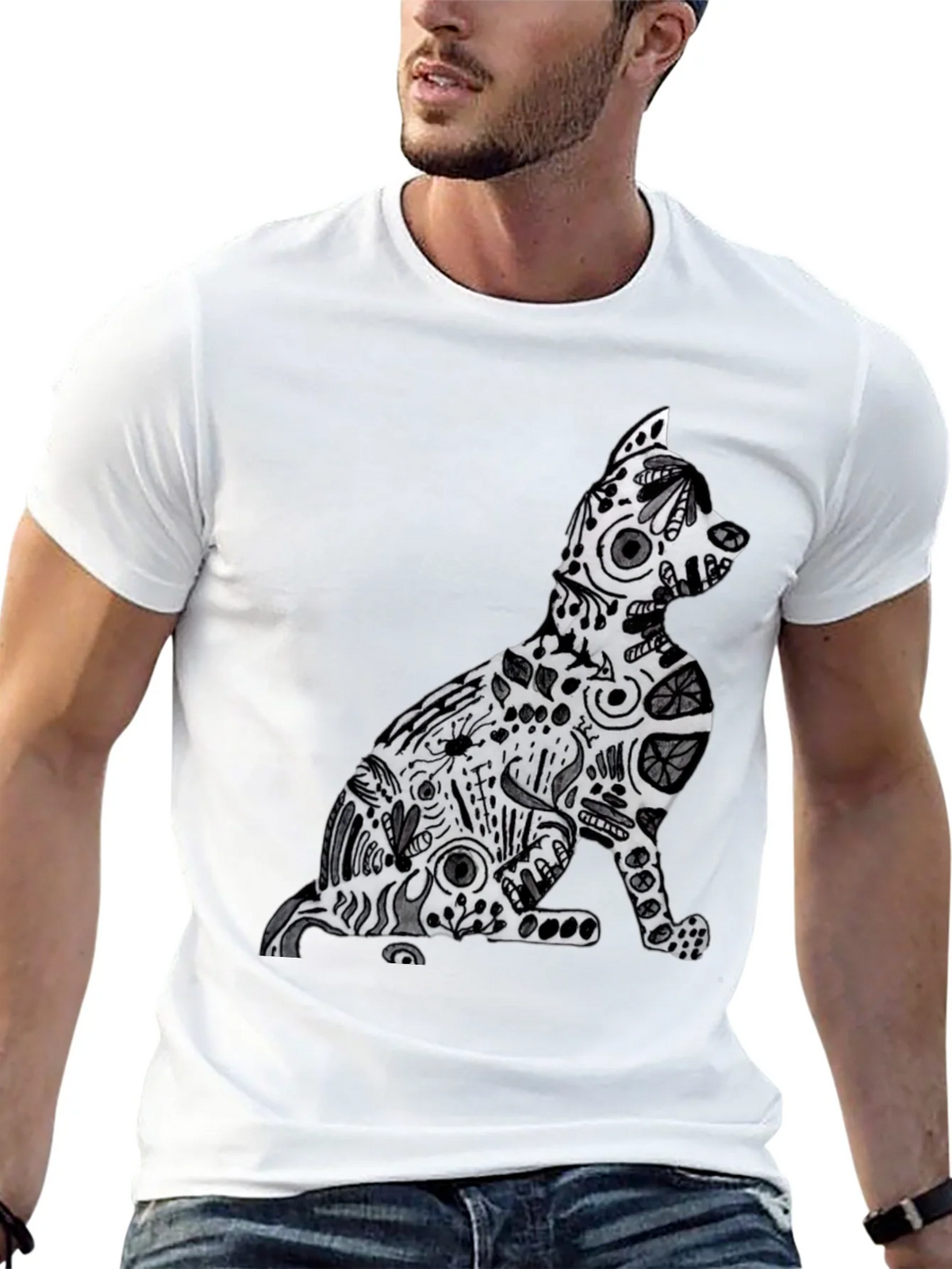 Abstract Cat Graphic Tee - Stylish Comfort product image 12