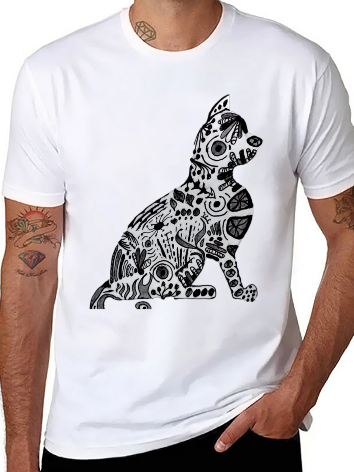 Abstract Cat Graphic Tee - Stylish Comfort product image 7