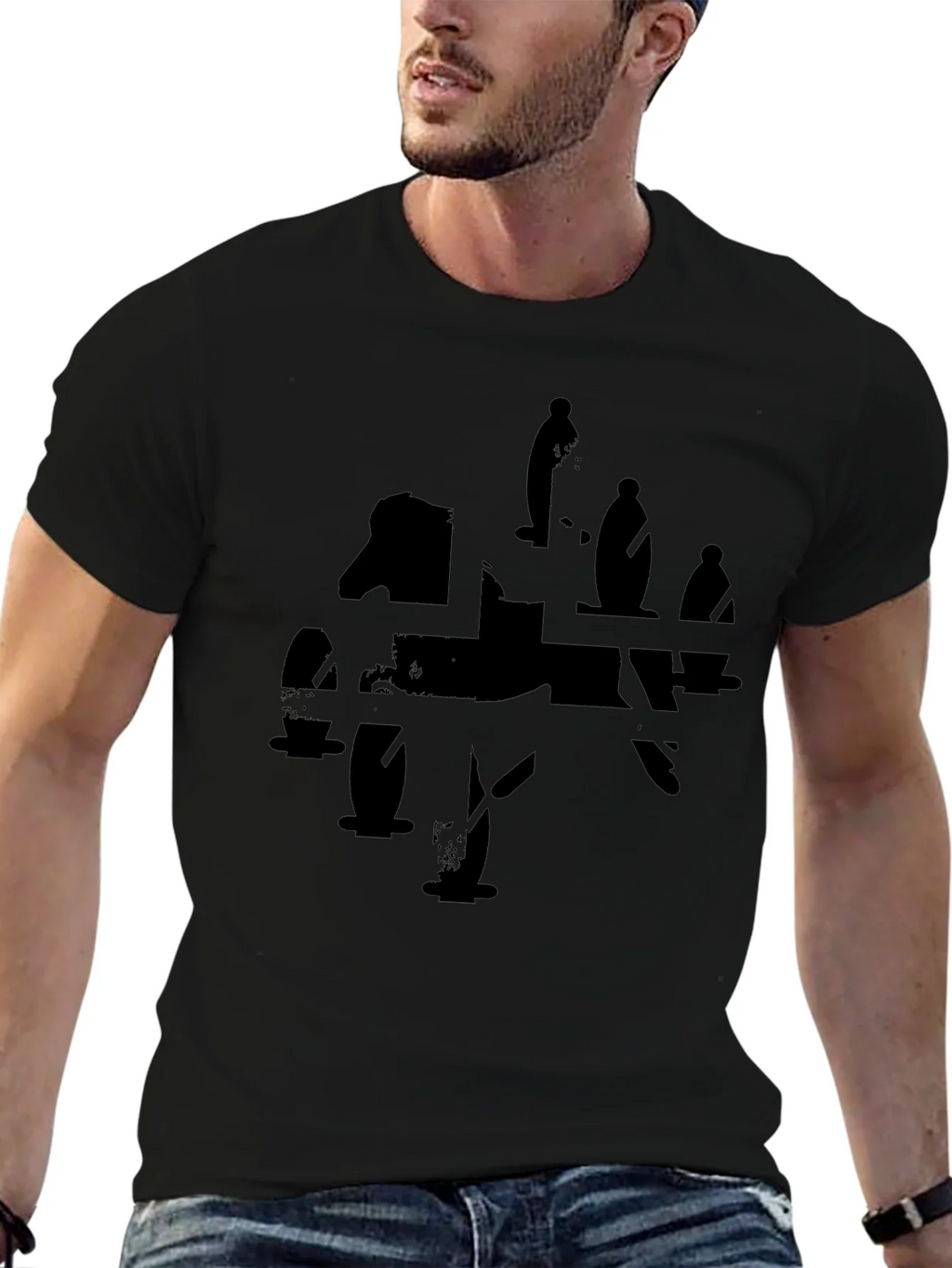 Abstract Silhouette Graphic Black T-Shirt product image 6