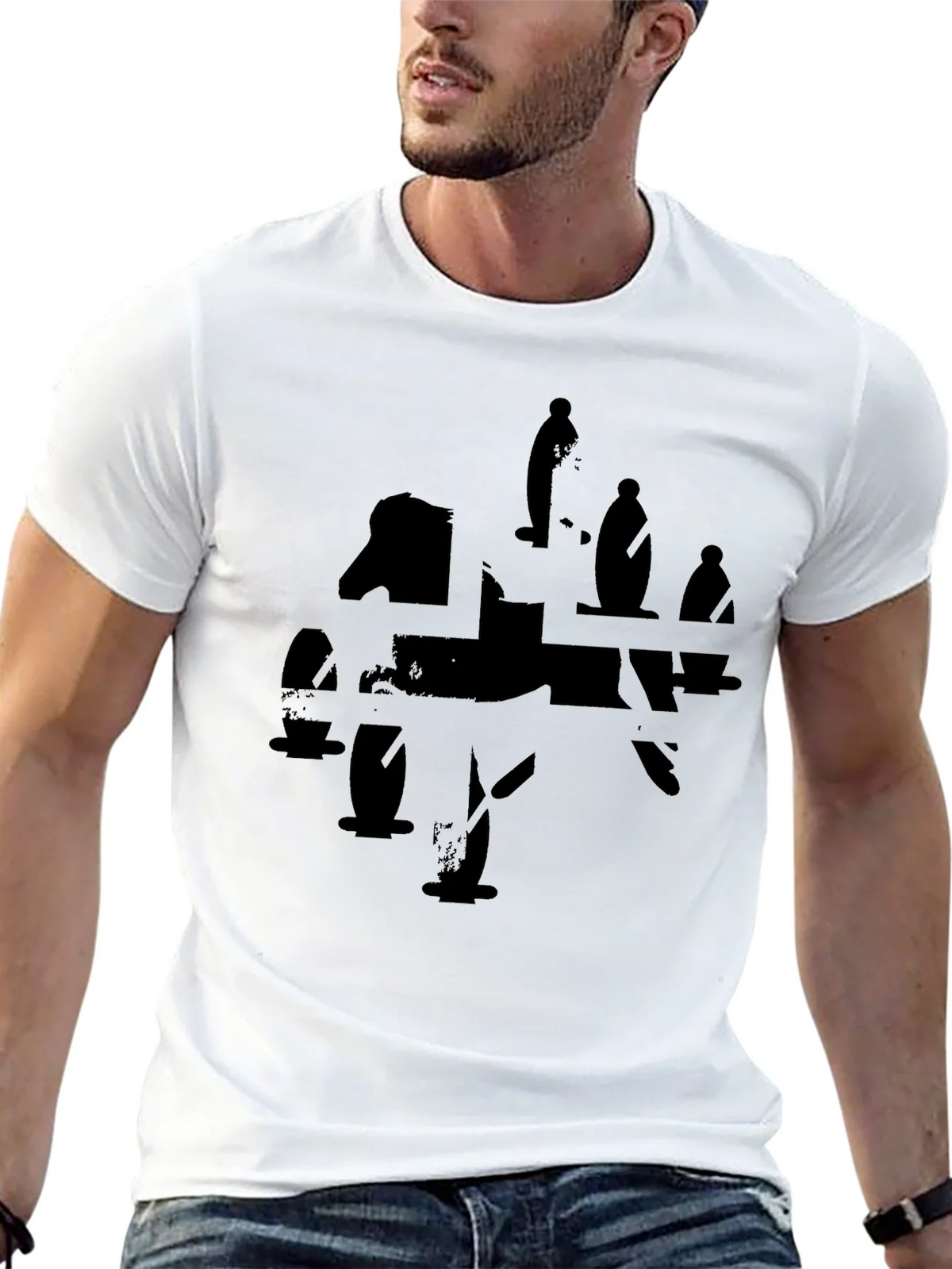 Abstract Silhouette Graphic Black T-Shirt product image 10