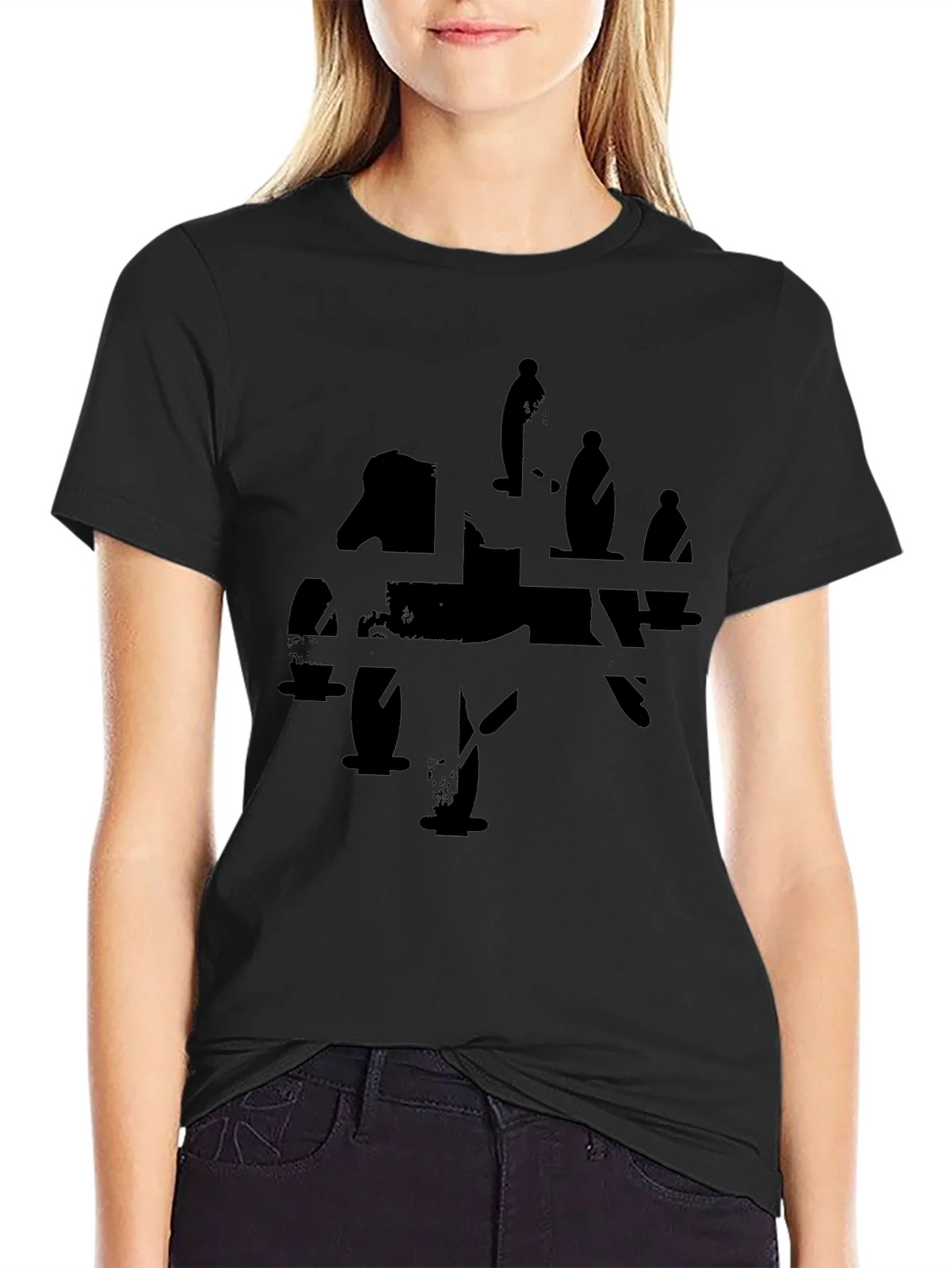 Abstract Silhouette Graphic Black T-Shirt product image 2