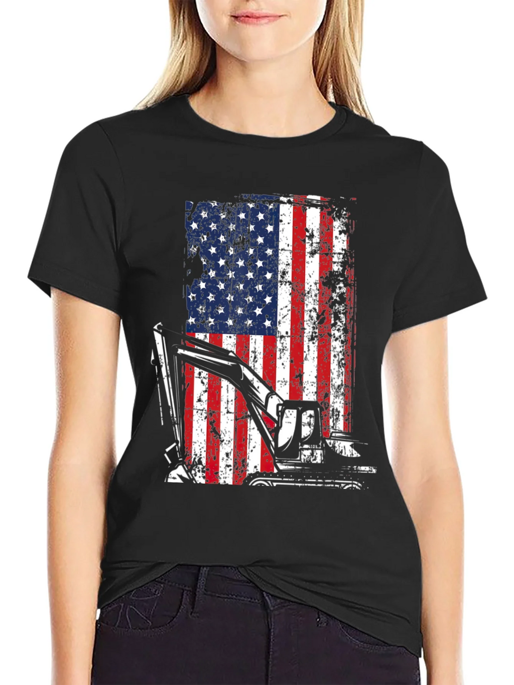 Patriotic Excavator T-Shirt - USA Flag Graphic Tee product image 2