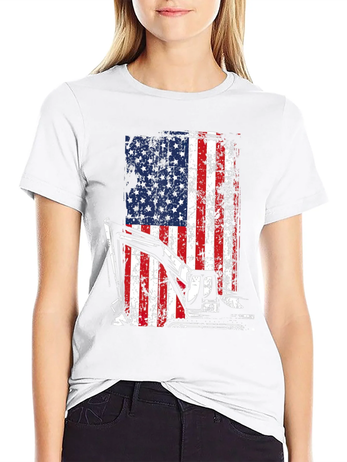 Patriotic Excavator T-Shirt - USA Flag Graphic Tee product image 8