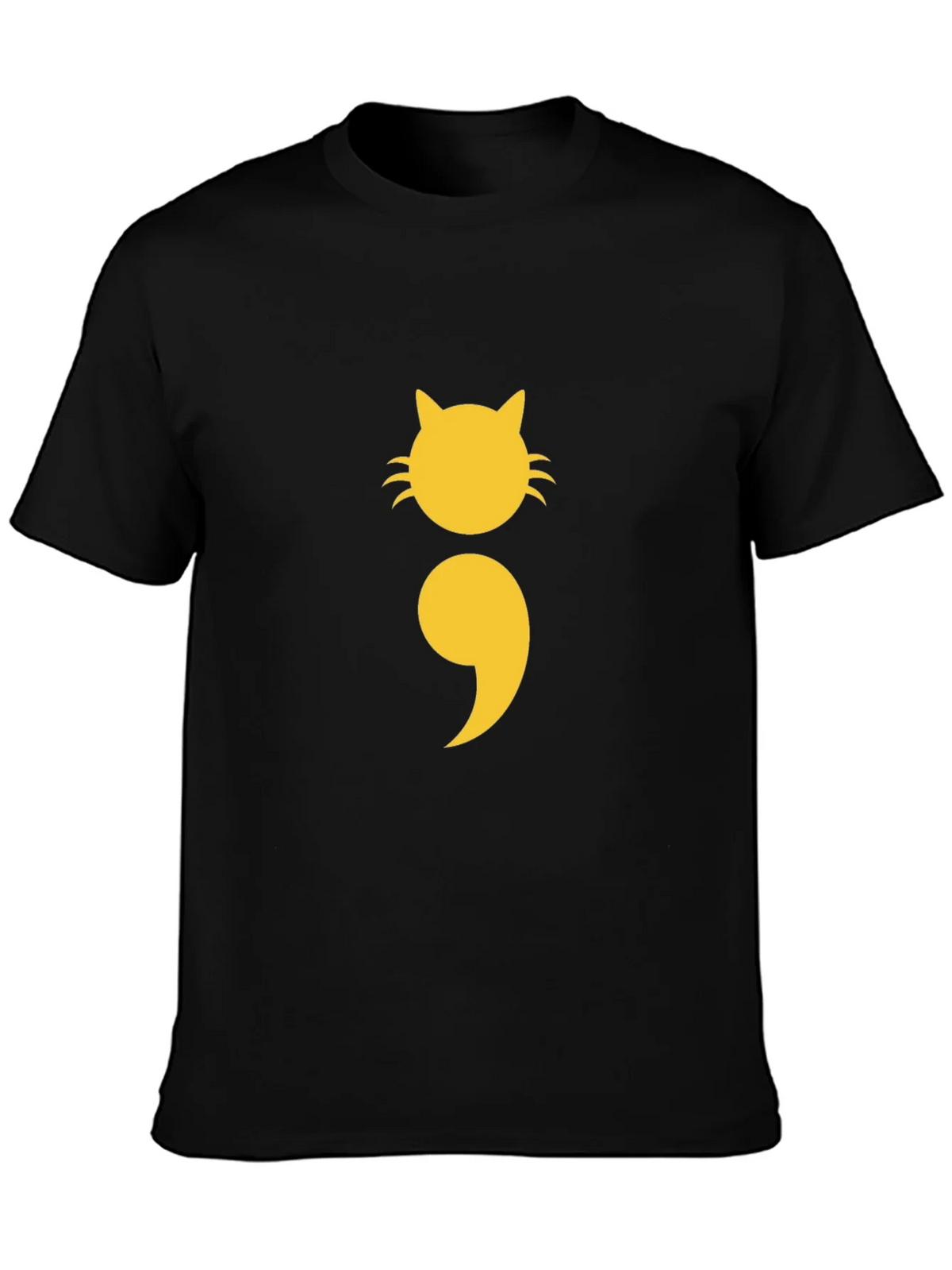 Cat Semicolon Graphic Tee - Black Cotton product image 3