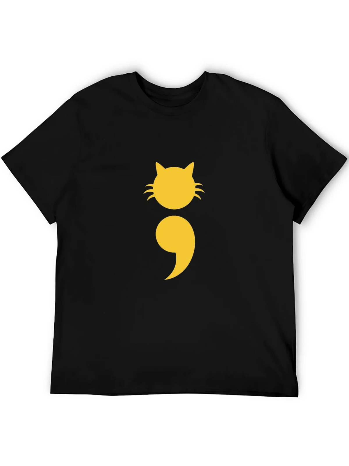 Cat Semicolon Graphic Tee - Black Cotton product image 5