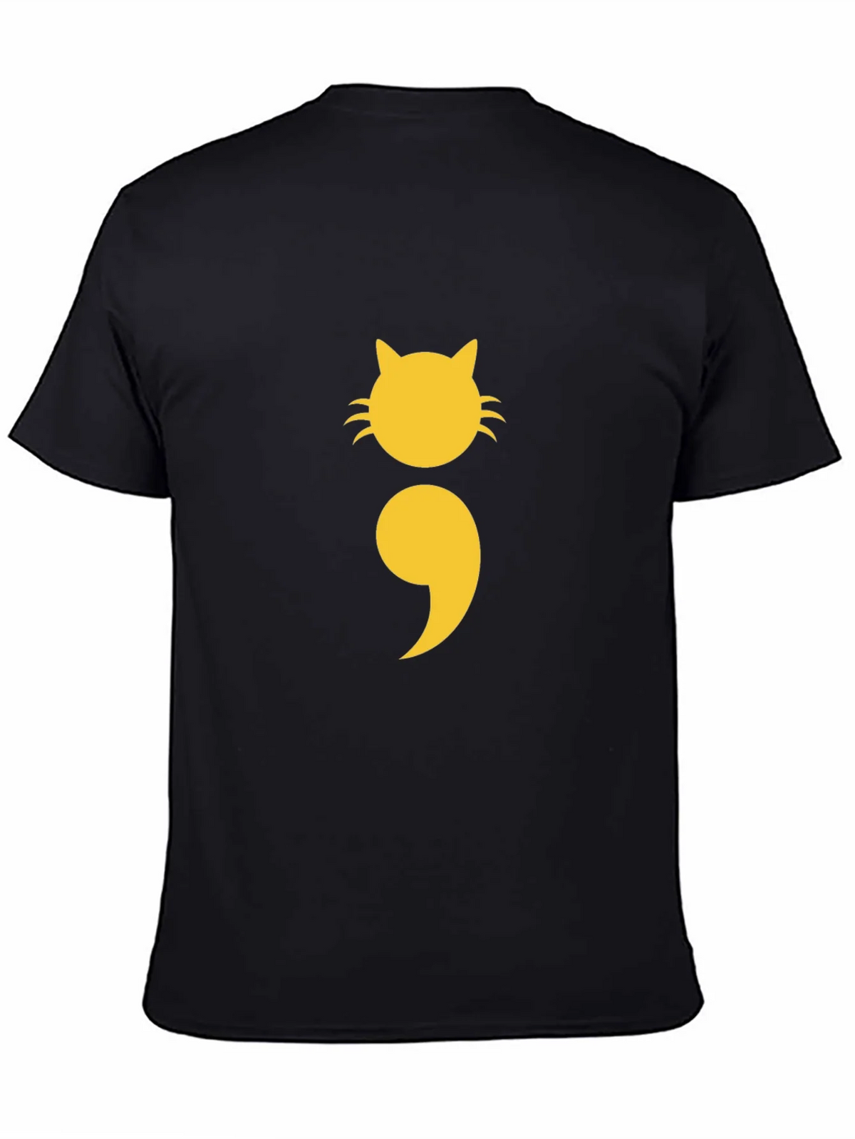 Cat Semicolon Graphic Tee - Black Cotton product image 4