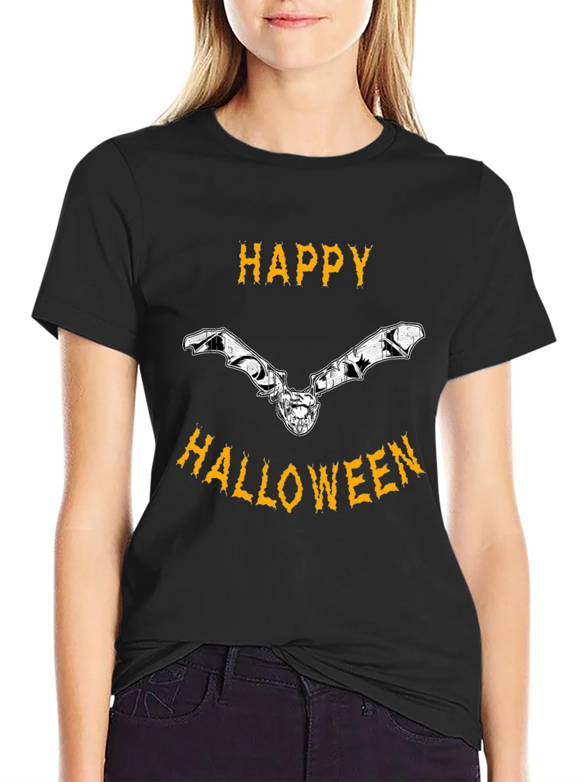Happy Halloween Bat Graphic Tee product image 1