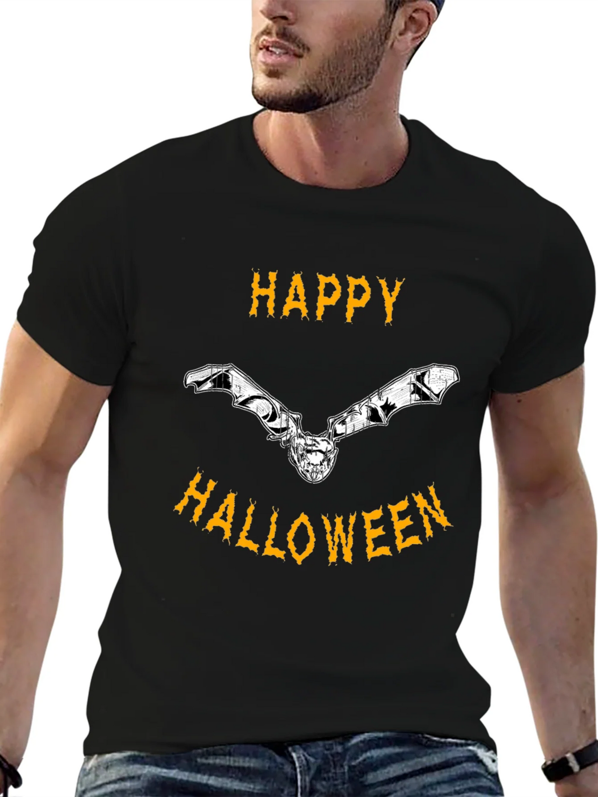 Happy Halloween Bat Graphic Tee product image 4