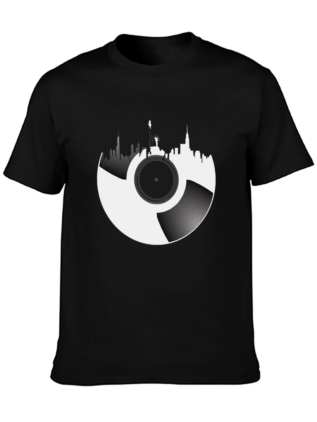 NYC Skyline Vinyl Record Graphic Tee product image 3
