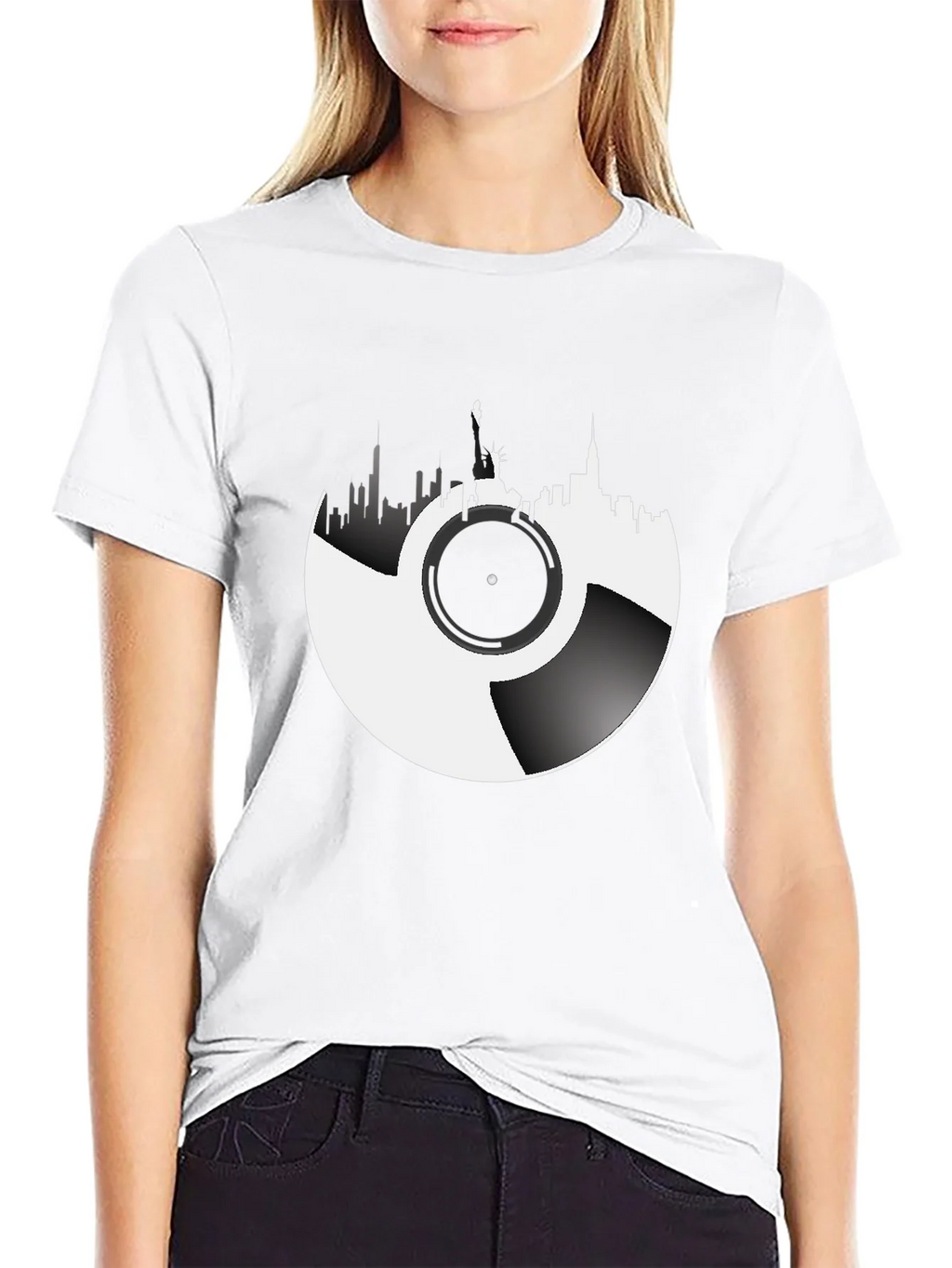 NYC Skyline Vinyl Record Graphic Tee product image 8