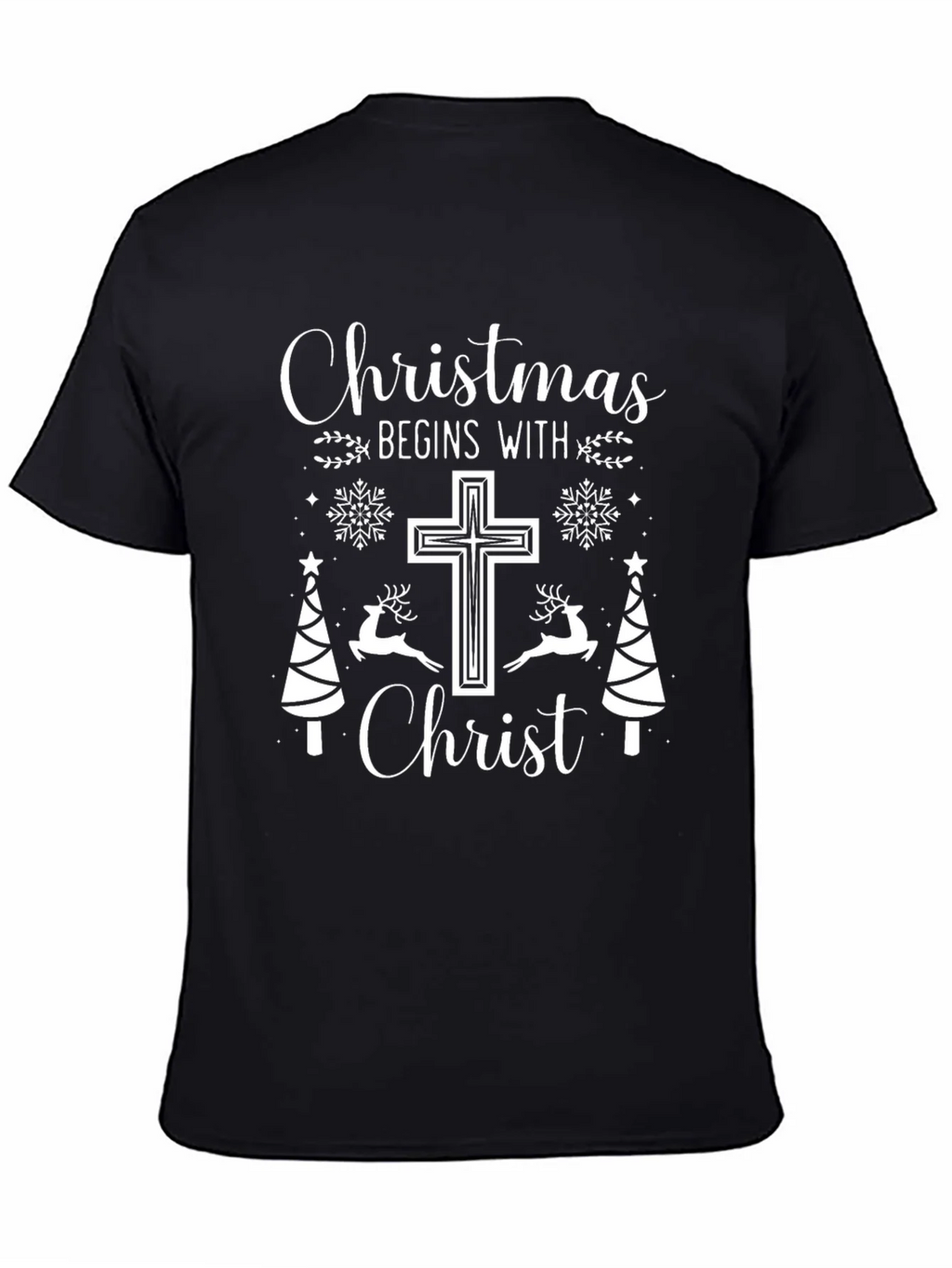 Christmas Begins With Christ Black T-Shirt product image 3