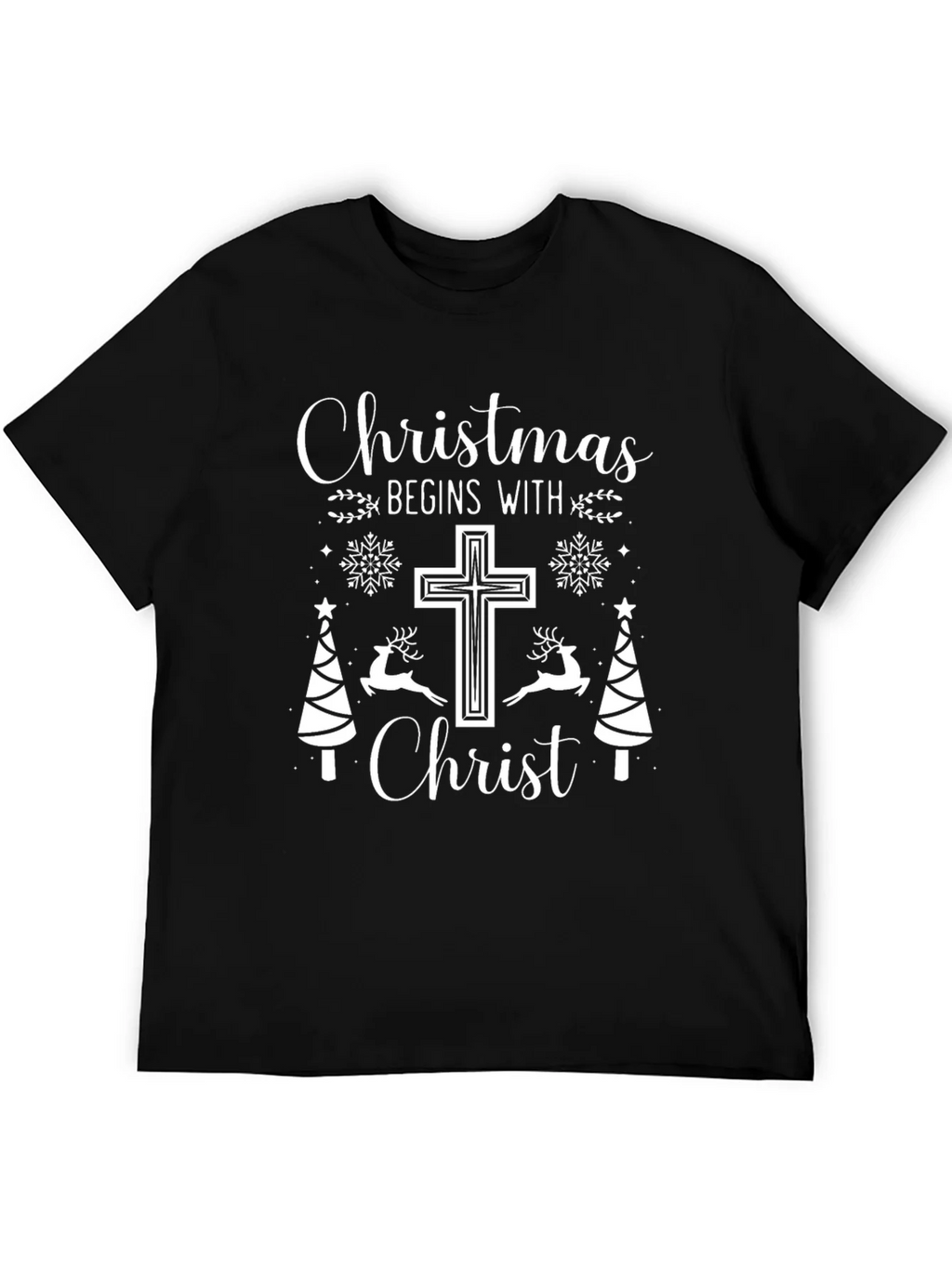 Christmas Begins With Christ Black T-Shirt product image 4