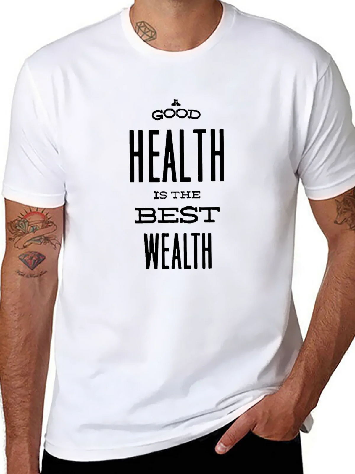 A Good Health is the Best Wealth Black T-Shirt product image 7