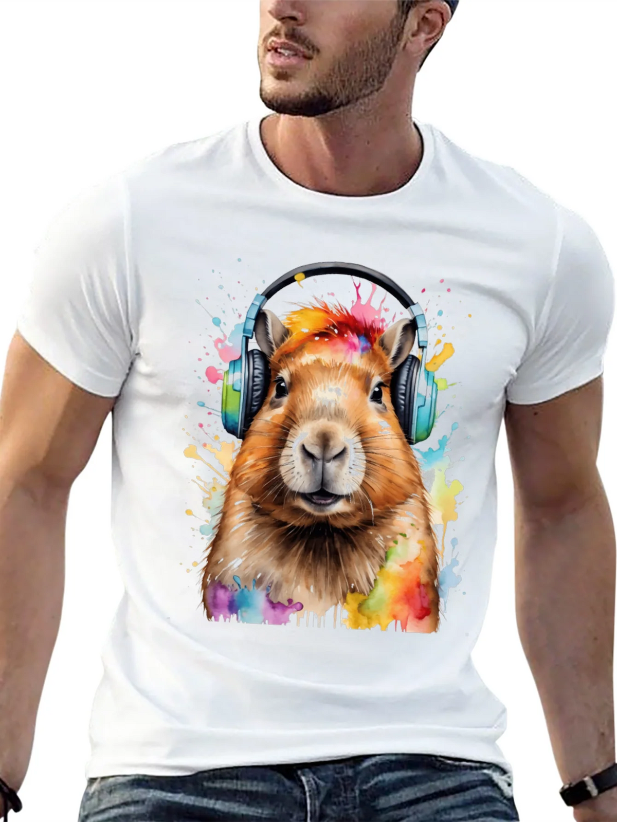 Capybara Headphone Graphic Tee product image 4