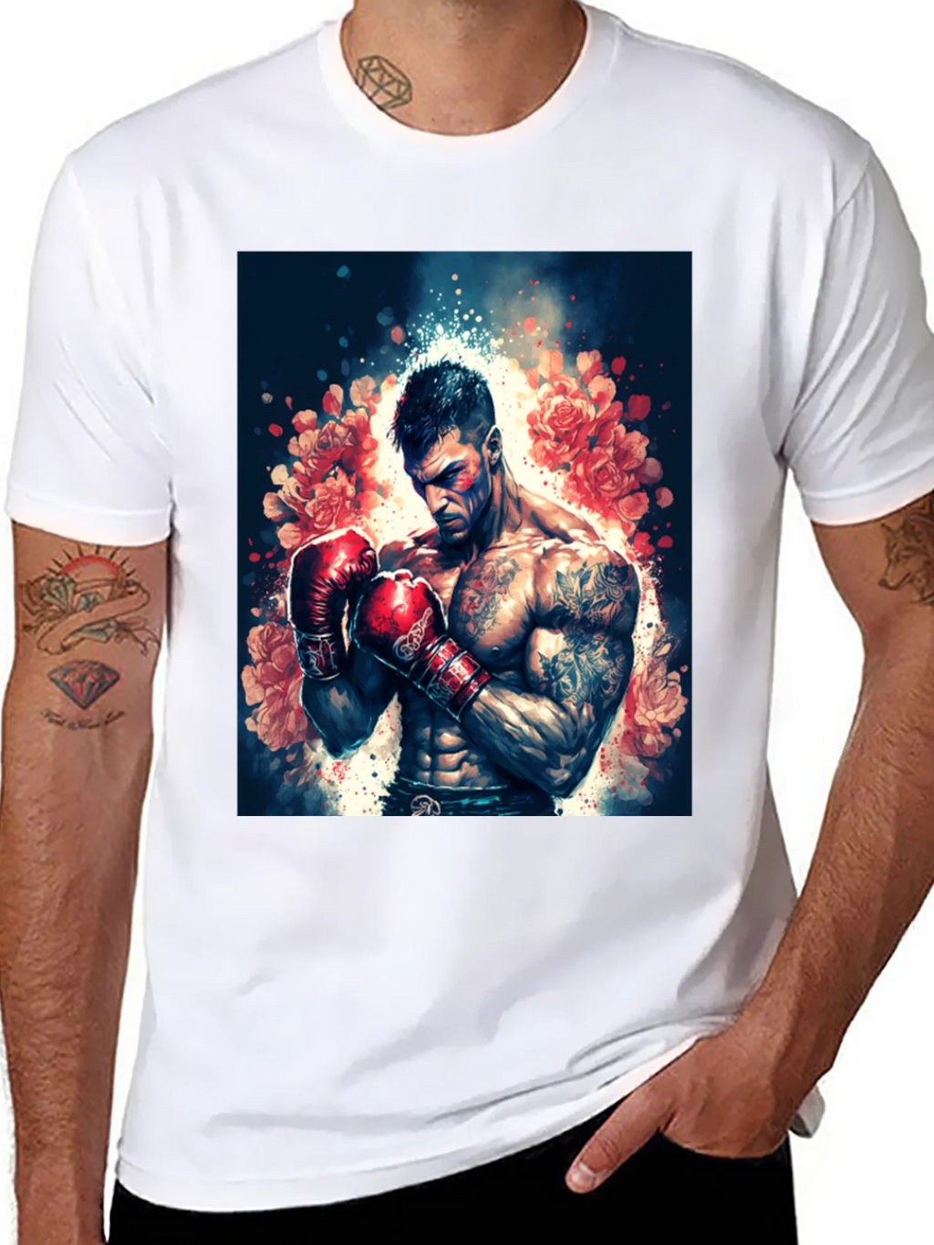 Floral Boxer Graphic Tee - Black T-Shirt product image 7
