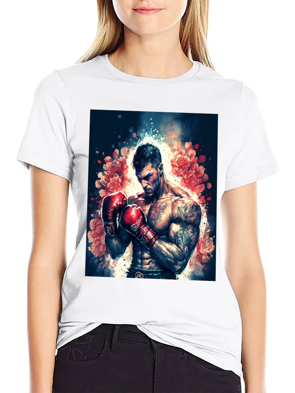 Floral Boxer Graphic Tee - Black T-Shirt product image 8