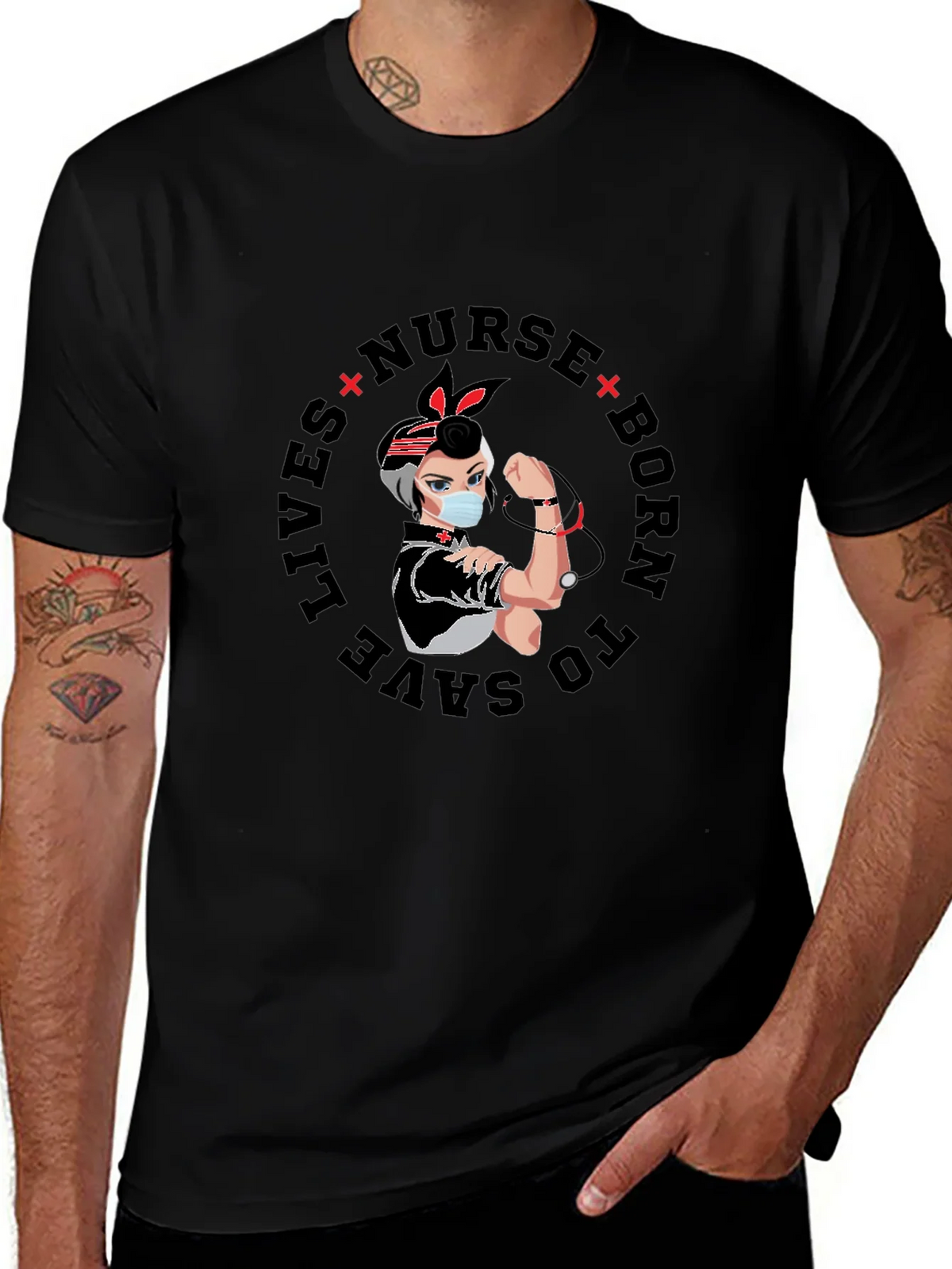 Nurse Born to Save Lives Graphic T-Shirt product image 1