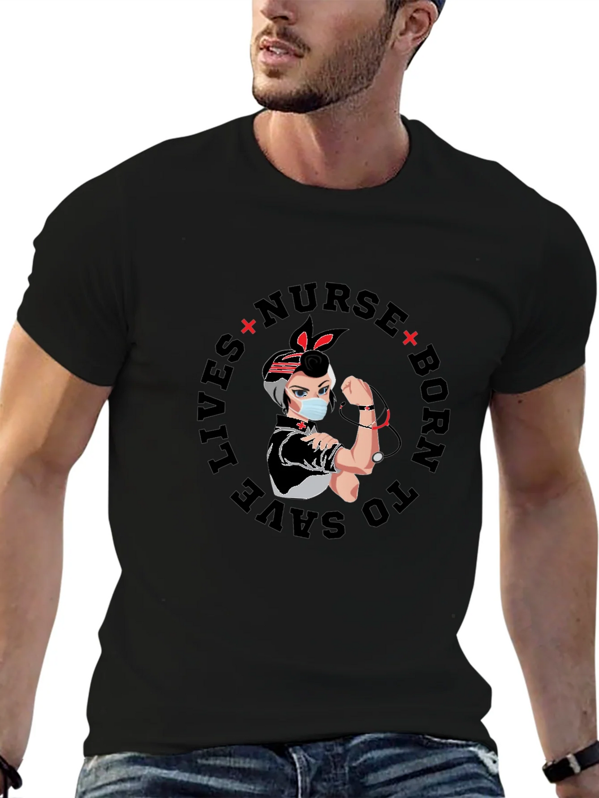 Nurse Born to Save Lives Graphic T-Shirt product image 6