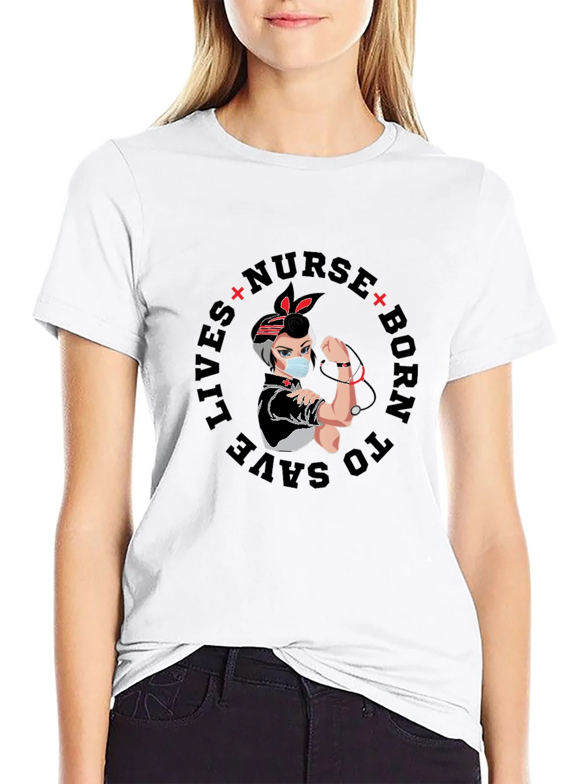 Nurse Born to Save Lives Graphic T-Shirt product image 8