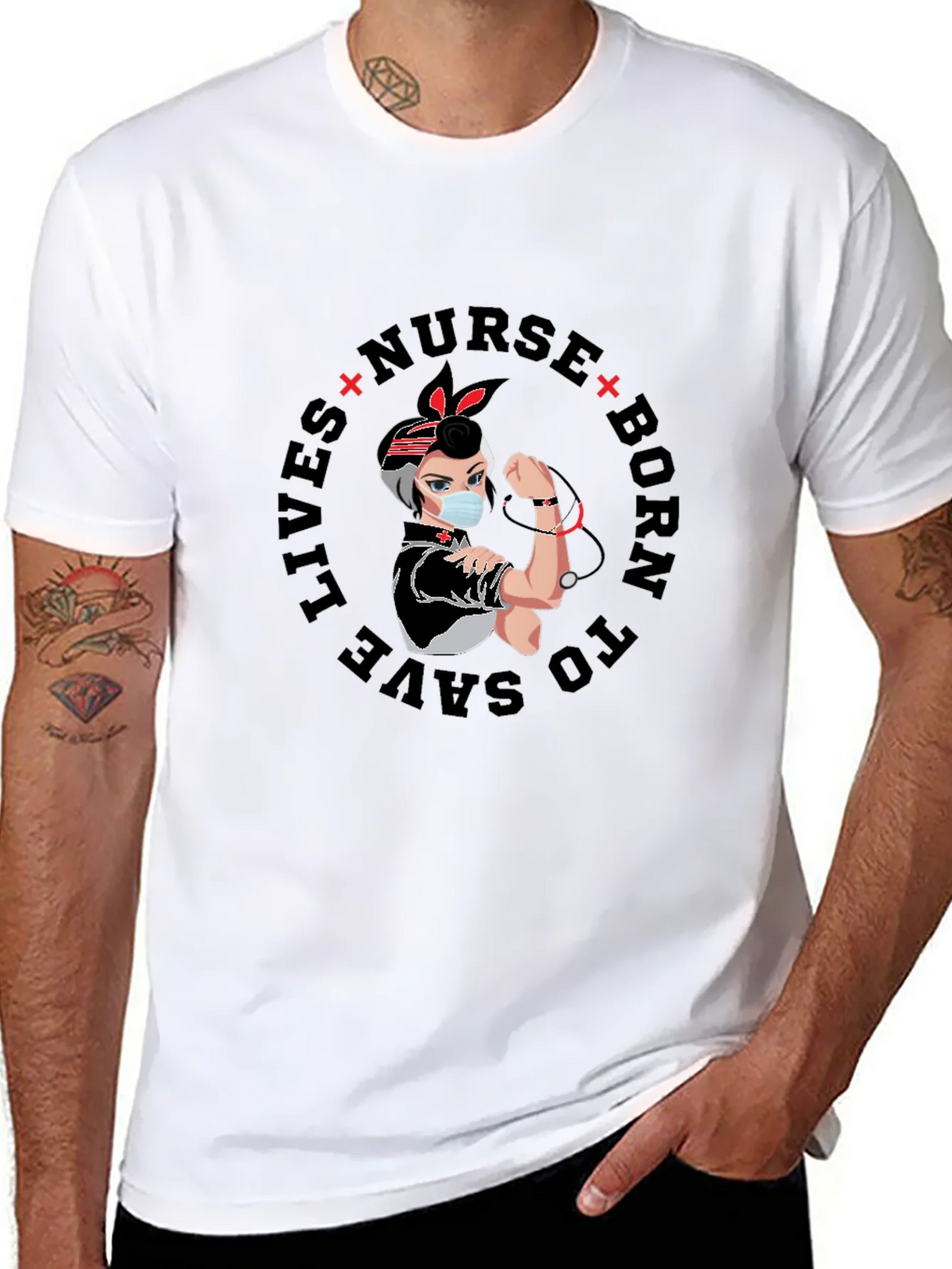 Nurse Born to Save Lives Graphic T-Shirt product image 7