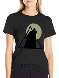 Wolf Howl Graphic Tee - Black Cotton T-Shirt product image 1