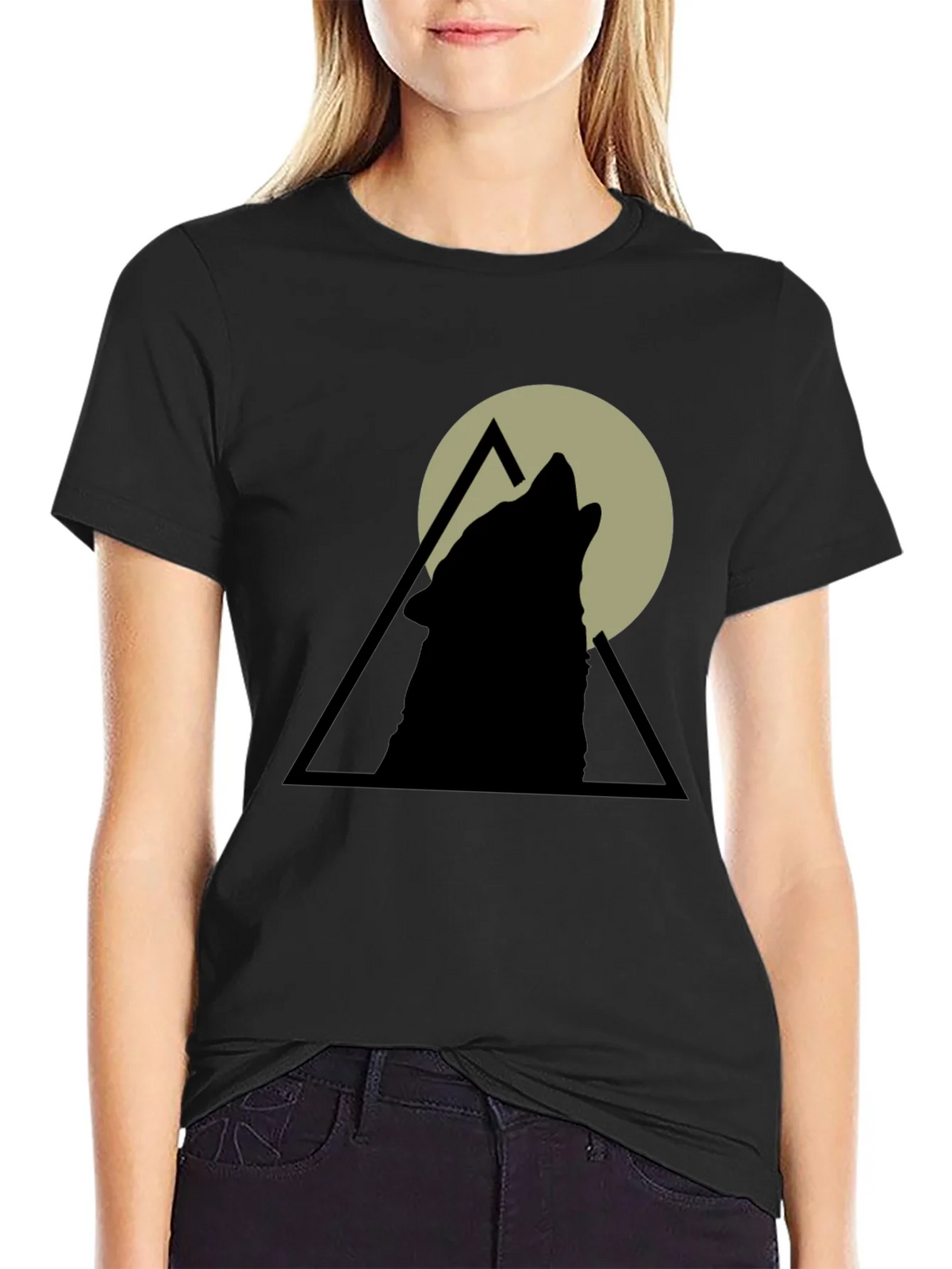 Wolf Howl Graphic Tee - Black Cotton T-Shirt product image 1