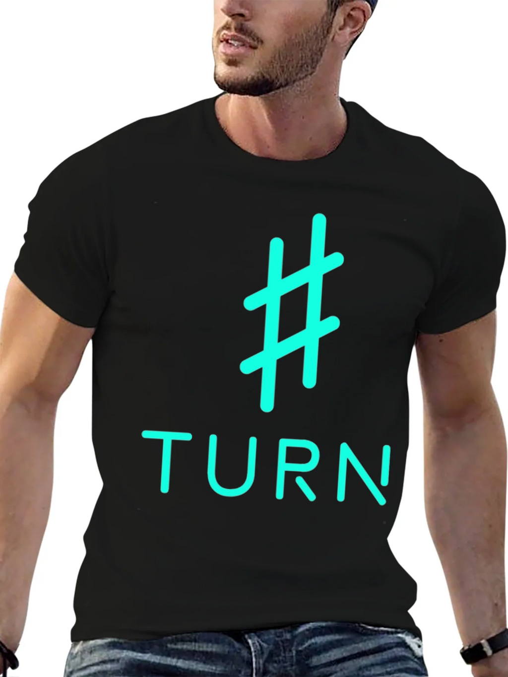 Hashtag Turn Graphic Tee - Black Cotton product image 6