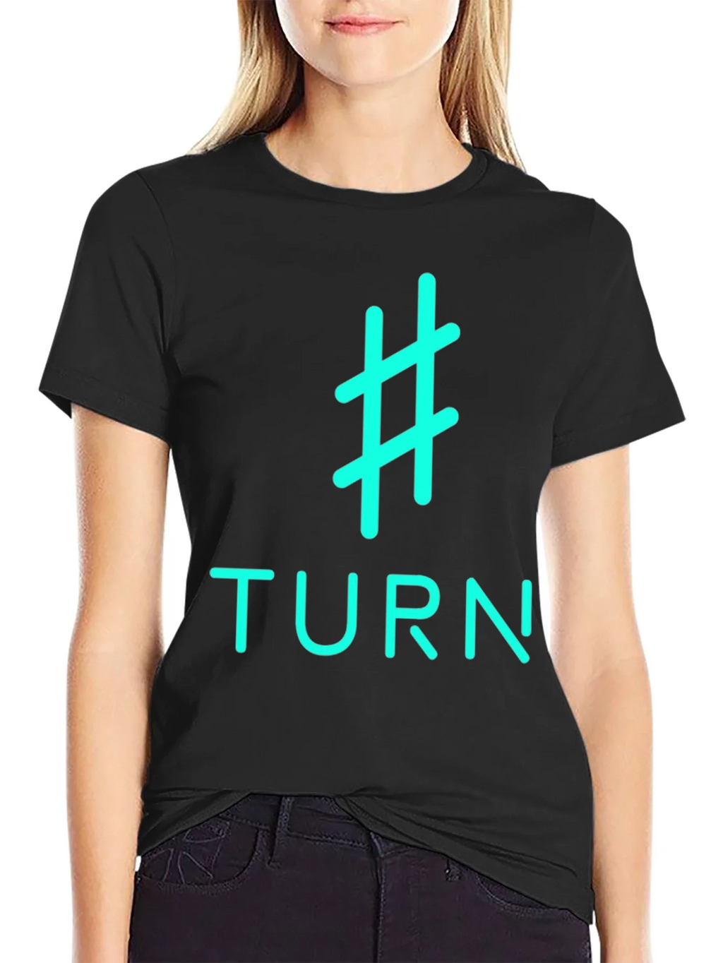 Hashtag Turn Graphic Tee - Black Cotton product image 2
