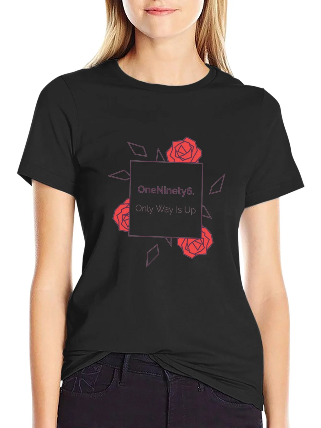 OneNinety6 Rose Graphic Tee - Black Cotton Blend product image 2