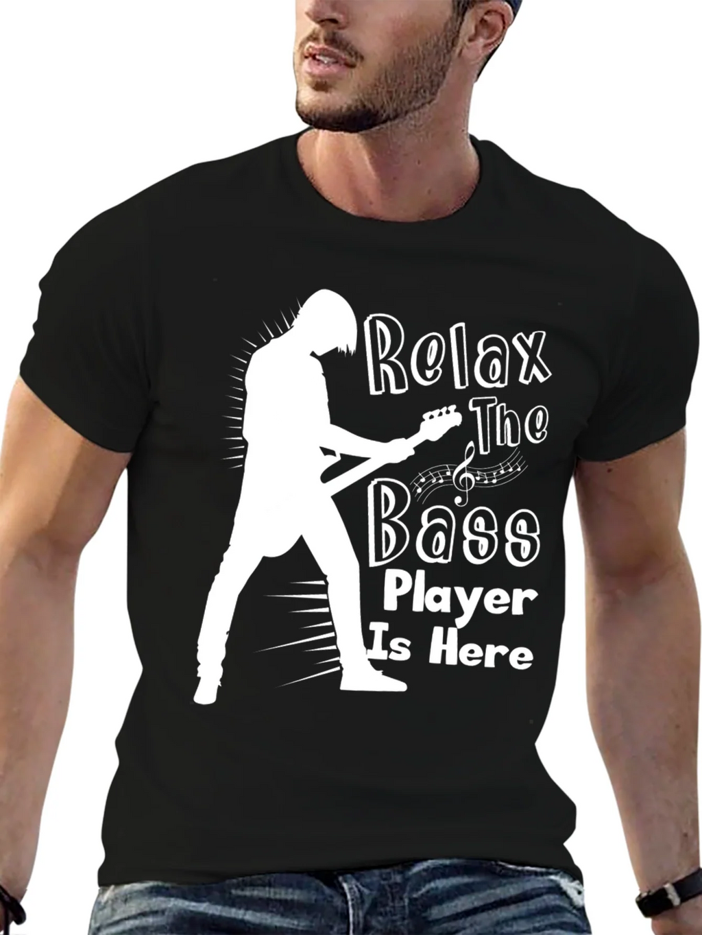Relax The Bass Player Is Here Black T-Shirt product image 6