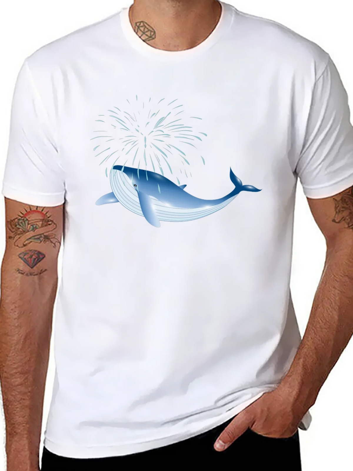 Whale Fireworks Graphic Tee - Black Cotton Blend product image 7