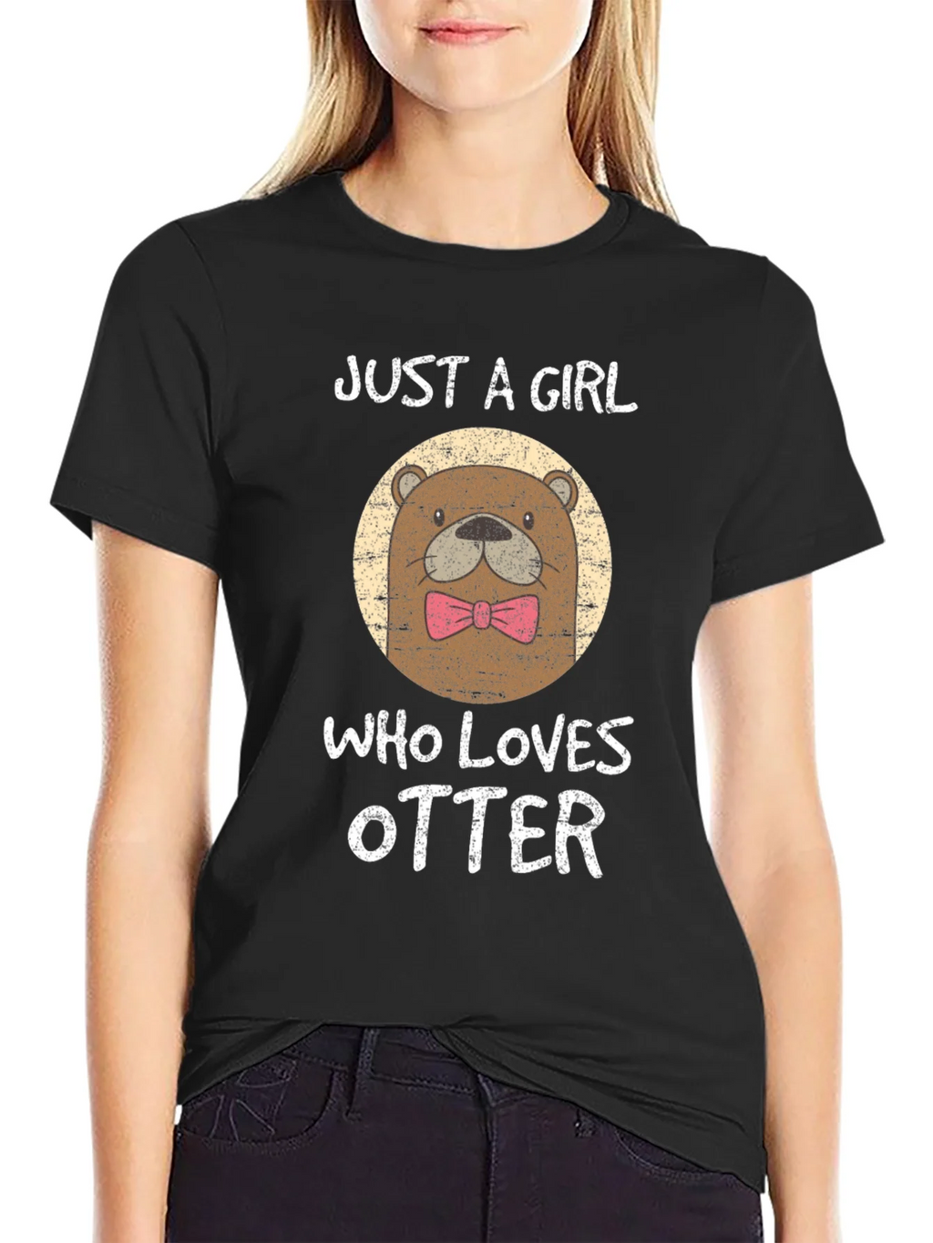 Just a Girl Who Loves Otters Black T-Shirt product image 2